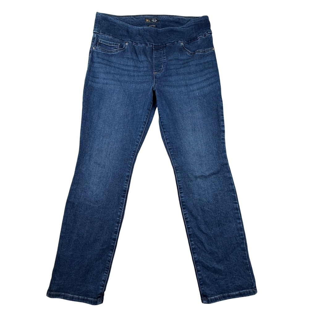 Lee Sculpting Slim Fit Slim Leg Mid Rise Pull On Jeans Dark Wash Womens 14M